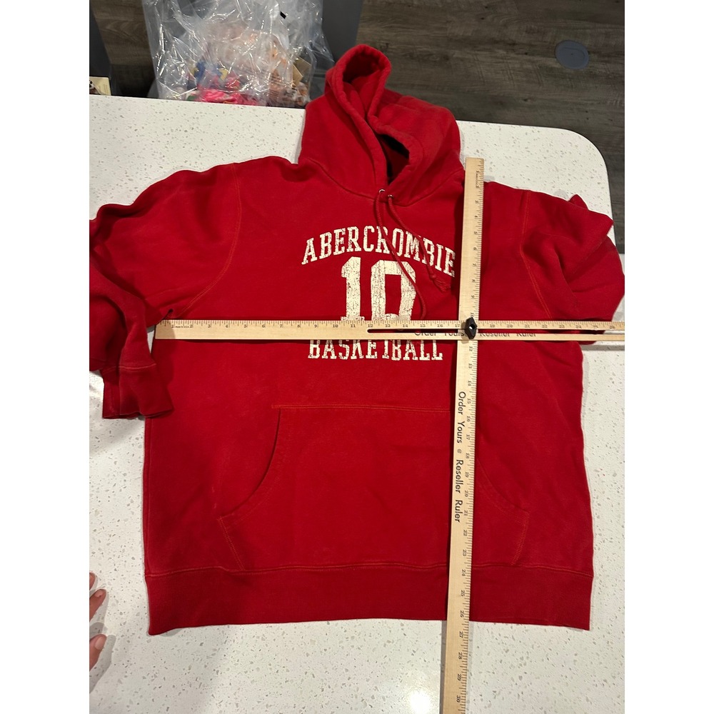 VTG Y2K Abercrombie & Fitch Mens Red Hoodie Sweatshirt XL - Picture 6 of 14